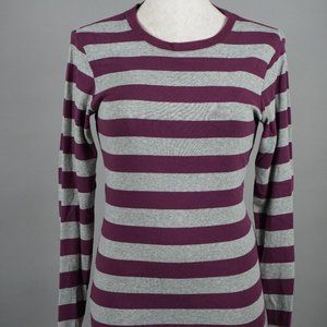Gap Long Sleeve Striped Cotton T-Shirt Grey Red